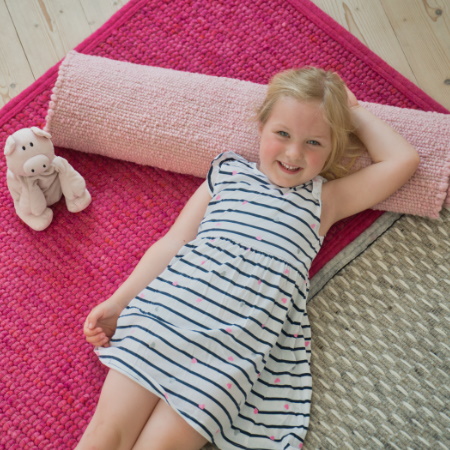Mädchen-Teppich in Grau und Pink
