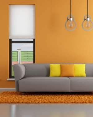 Oranger Wohnzimmer Teppich